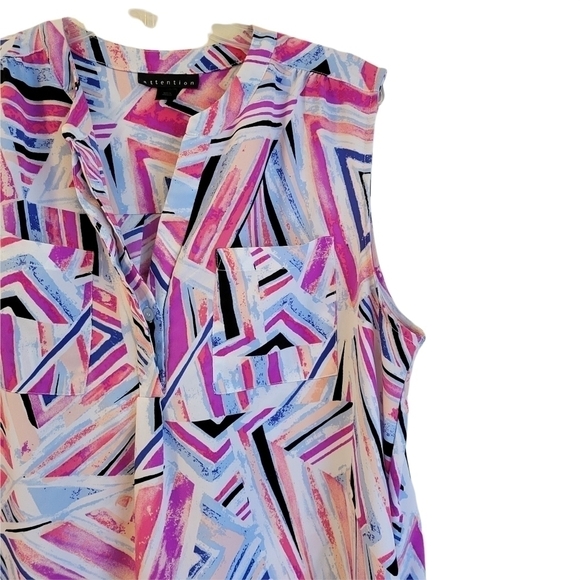 Attention Multicolor Triangle Geometric Print Dres - Picture 3 of 10